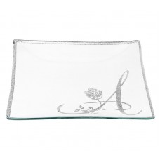 ClassicTouch Square Initialed Glass Serving Tray CTOU1463